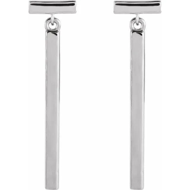 Earrings TreasureFineJewelers 14K White Gold Articulated Bar Earrings