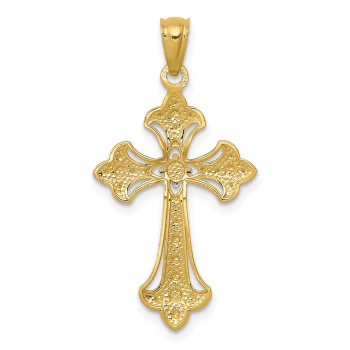 TreasureFineJewelers Necklaces 14K wRhodium DiamondCut Cross Pendant
