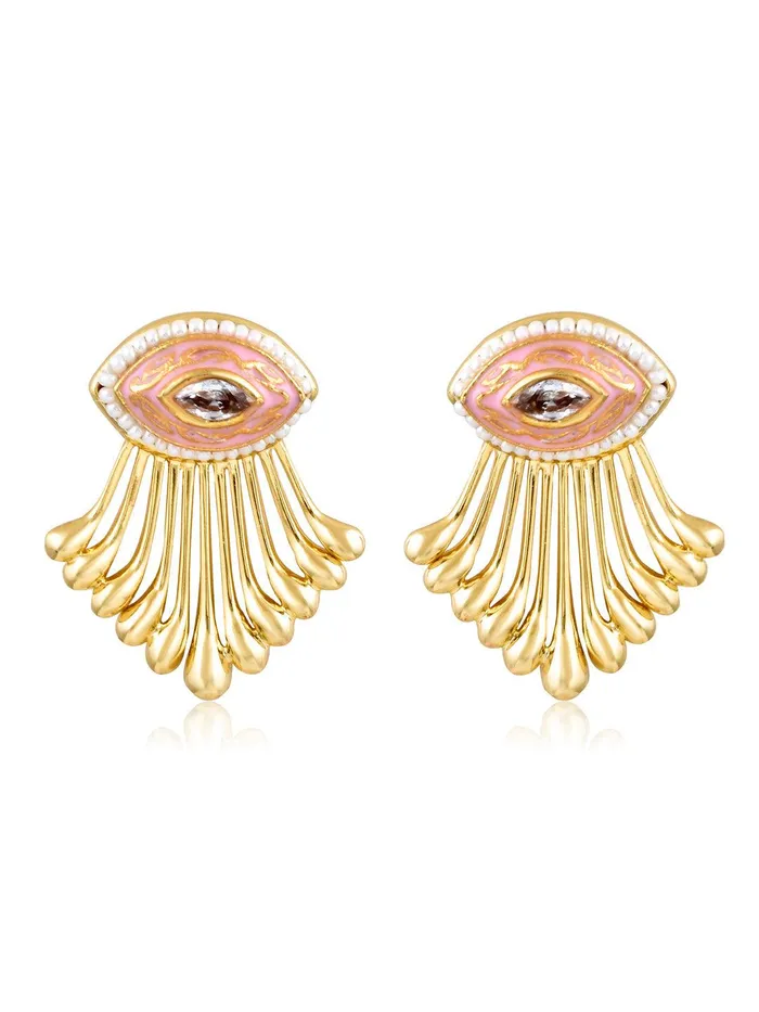 Earrings Curio Cottage Aina Streax of Gold Pink Earrings Earrings Curio Cottage Aina Streax of Gold Pink Earrings