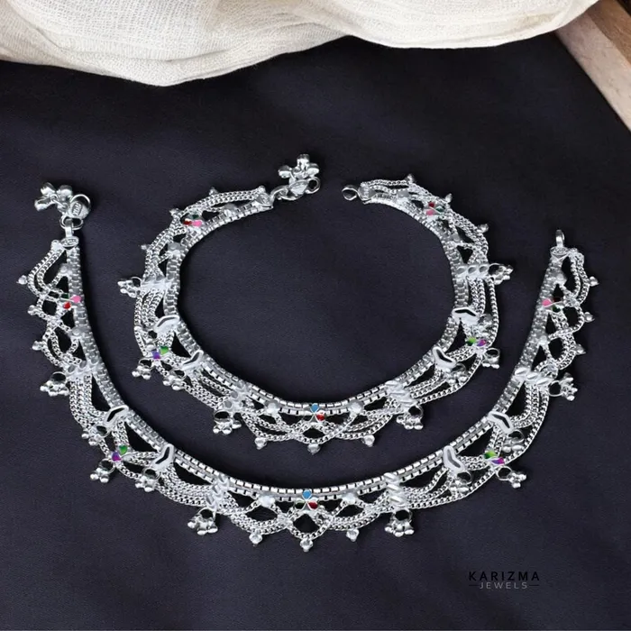 Karizma Jewels Rings Indian Real Sterling Silver women gifting jewelery Anklets Ankle Pair 105 Karizma Jewels Rings Indian Real Sterling Silver women gifting jewelery Anklets Ankle Pair 105