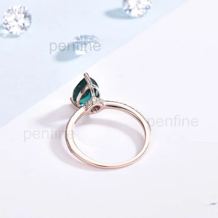 Pear Shaped AlexandriteEmerald Diamond Engagement Ring Basket Prong PENFINE Rings