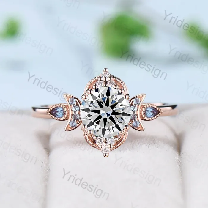 PENFINE Rings Vintage Brilliant Diamond Engagement Ring 7mm Round Lab Grown Diamond IGI Certificate Wedding Ring for Women Unique Alexandrite Diamond Ring PENFINE Rings Vintage Brilliant Diamond Engagement Ring 7mm Round Lab Grown Diamond IGI Certificate Wedding Ring for Women Unique Alexandrite Diamond Ring