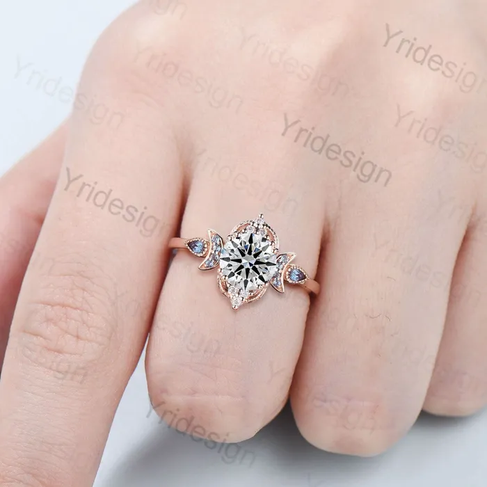 PENFINE Rings Vintage Brilliant Diamond Engagement Ring 7mm Round Lab Grown Diamond IGI Certificate Wedding Ring for Women Unique Alexandrite Diamond Ring PENFINE Rings Vintage Brilliant Diamond Engagement Ring 7mm Round Lab Grown Diamond IGI Certificate Wedding Ring for Women Unique Alexandrite Diamond Ring