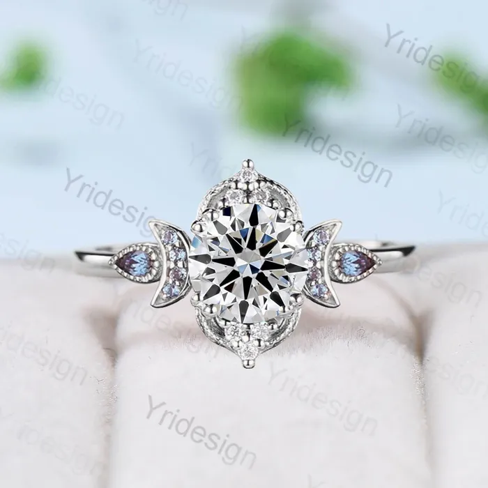 PENFINE Rings Vintage Brilliant Diamond Engagement Ring 7mm Round Lab Grown Diamond IGI Certificate Wedding Ring for Women Unique Alexandrite Diamond Ring PENFINE Rings Vintage Brilliant Diamond Engagement Ring 7mm Round Lab Grown Diamond IGI Certificate Wedding Ring for Women Unique Alexandrite Diamond Ring