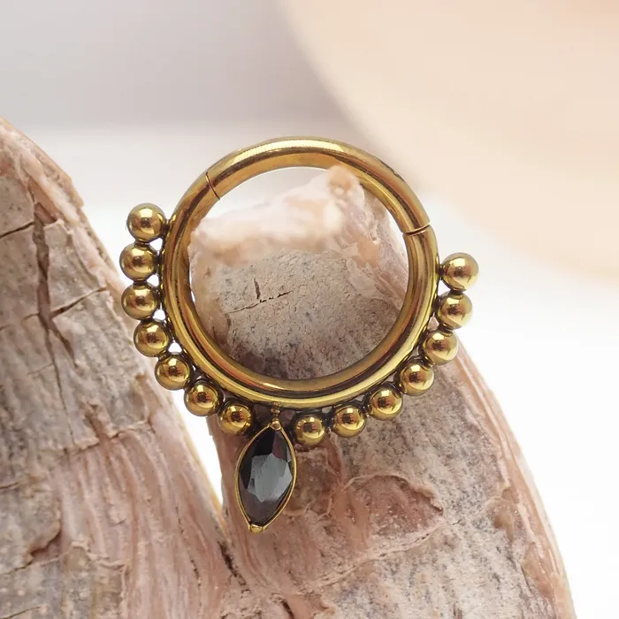 Rings Body Clickers Beaded Teardrop Clicker Ring 16g Rings Body Clickers Beaded Teardrop Clicker Ring 16g