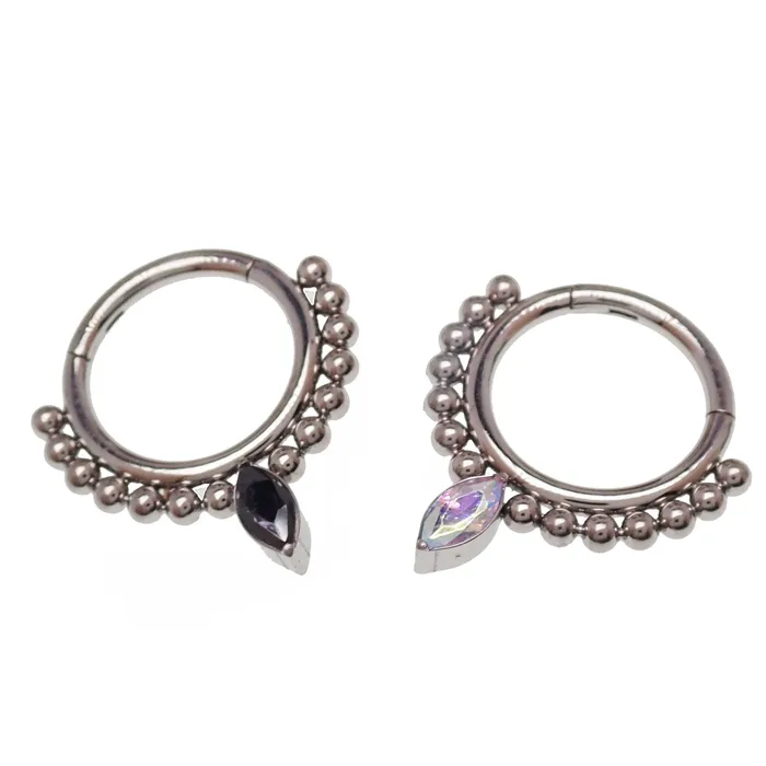 Rings Body Clickers Beaded Teardrop Clicker Ring 16g Rings Body Clickers Beaded Teardrop Clicker Ring 16g