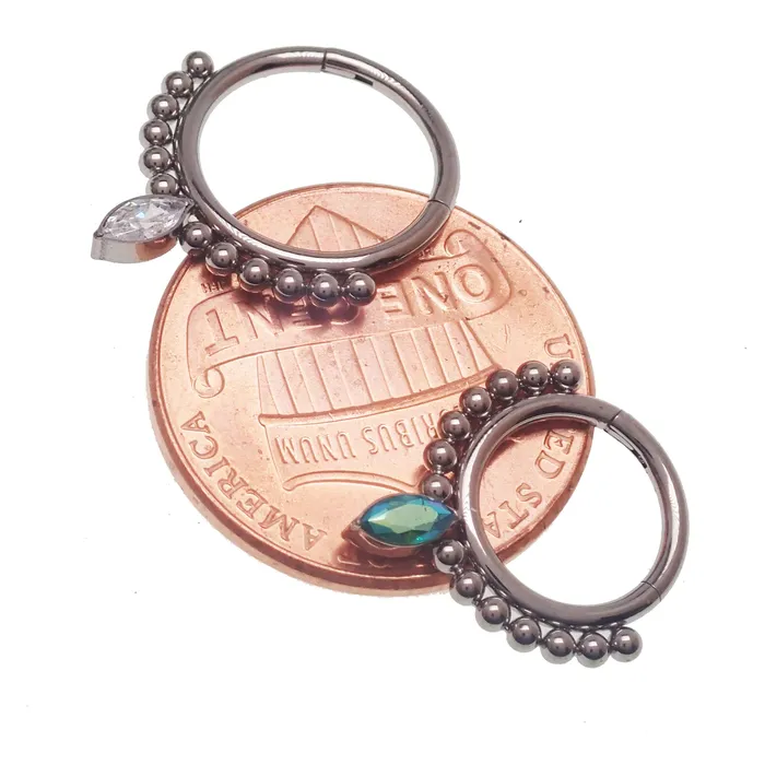 Rings Body Clickers Beaded Teardrop Clicker Ring 16g Rings Body Clickers Beaded Teardrop Clicker Ring 16g