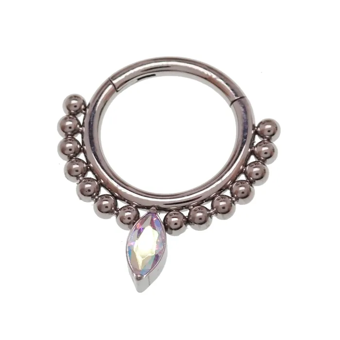Rings Body Clickers Beaded Teardrop Clicker Ring 16g Rings Body Clickers Beaded Teardrop Clicker Ring 16g