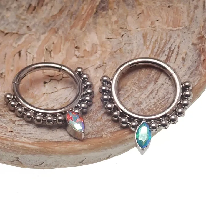 Rings Body Clickers Beaded Teardrop Clicker Ring 16g Rings Body Clickers Beaded Teardrop Clicker Ring 16g