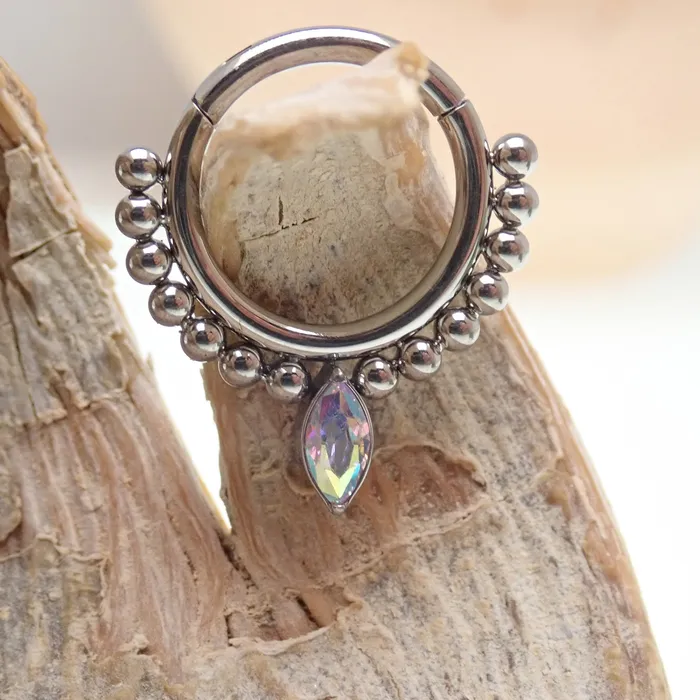 Rings Body Clickers Beaded Teardrop Clicker Ring 16g Rings Body Clickers Beaded Teardrop Clicker Ring 16g