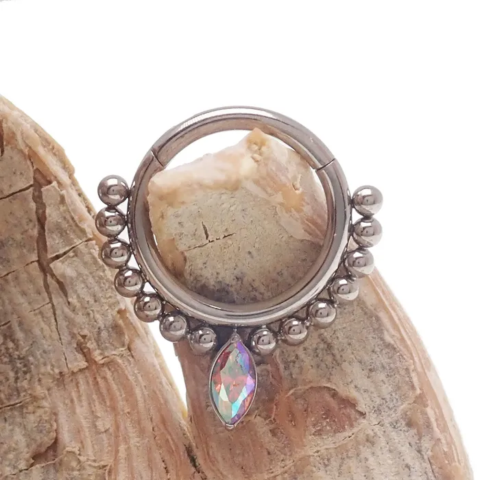 Rings Body Clickers Beaded Teardrop Clicker Ring 16g Rings Body Clickers Beaded Teardrop Clicker Ring 16g