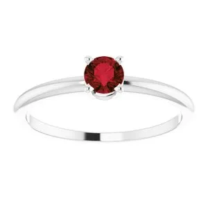 Rings WB Choice Jewelry 14K White 3 mm Round Imitation Garnet Birthstone Ring Size 319399124PSTWBC