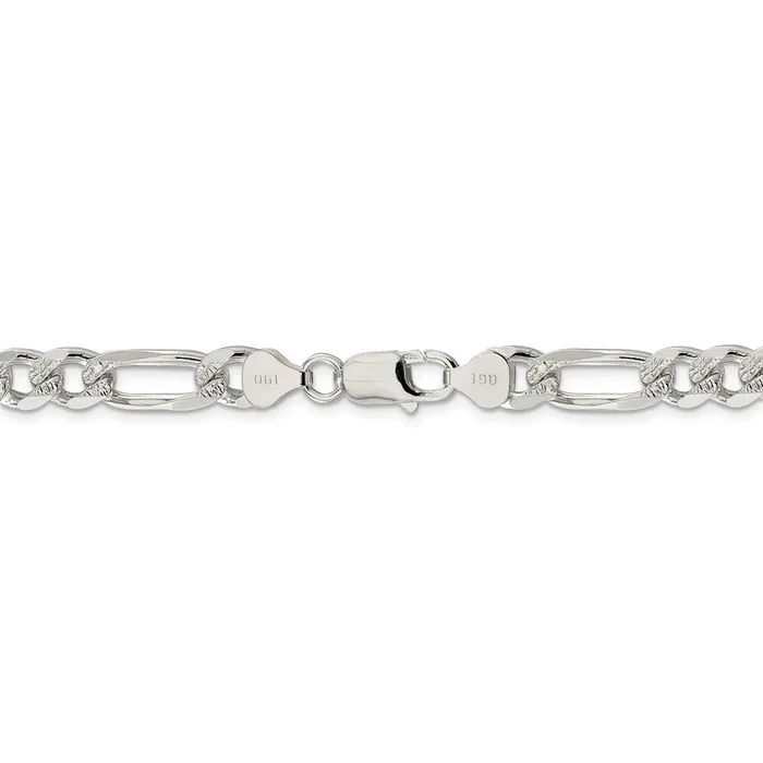 WB Choice Jewelry Sterling Silver 8mm Pav Flat Figaro ChainWBCQFF22018 Rings