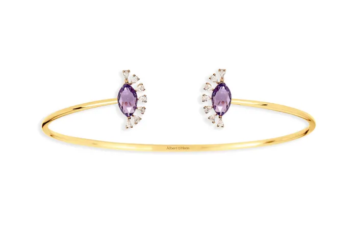Albert Hern Bracelets Bracelet 18kt Gold Marquise Amethysts Diamonds Cuff Albert Hern Bracelets Bracelet 18kt Gold Marquise Amethysts Diamonds Cuff