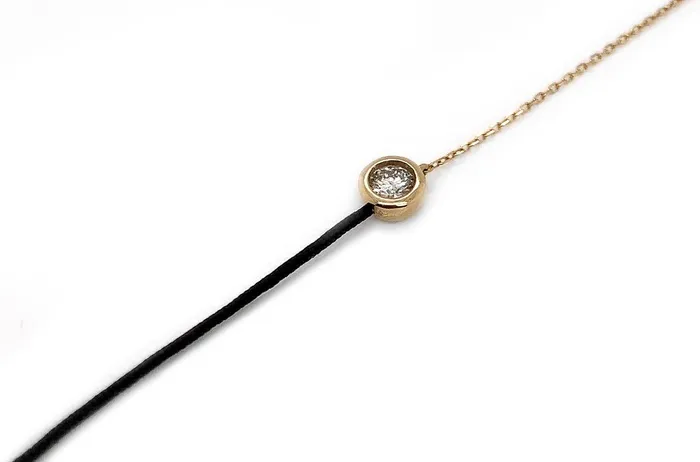 Bracelets Bracelet 18kt Gold Chain Silk Cord Diamond Bezel Albert Hern