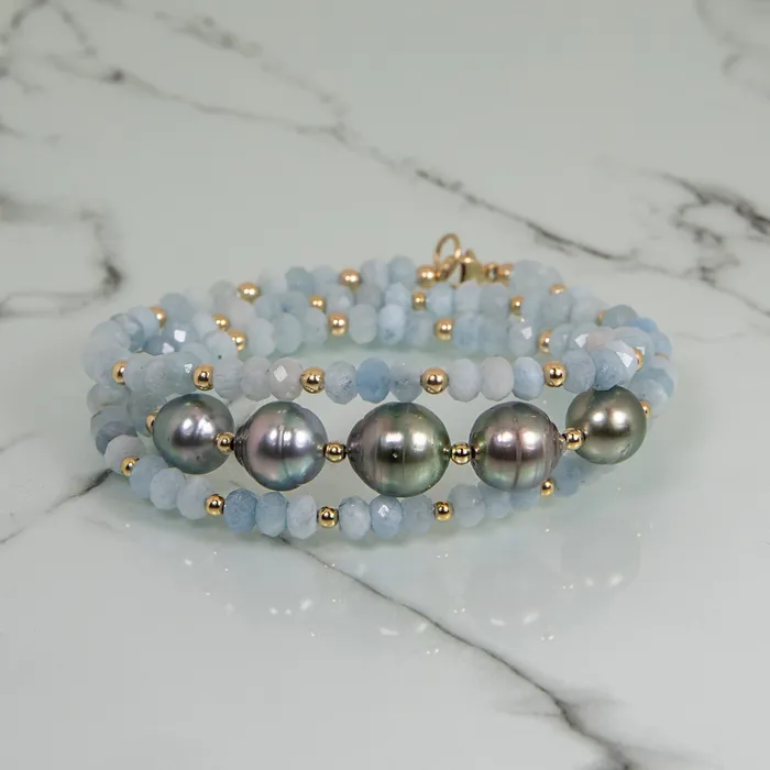 misha hawaii Necklaces Serenity Aquamarine Tahitian Pearl Wrap BraceletNecklace misha hawaii Necklaces Serenity Aquamarine Tahitian Pearl Wrap BraceletNecklace