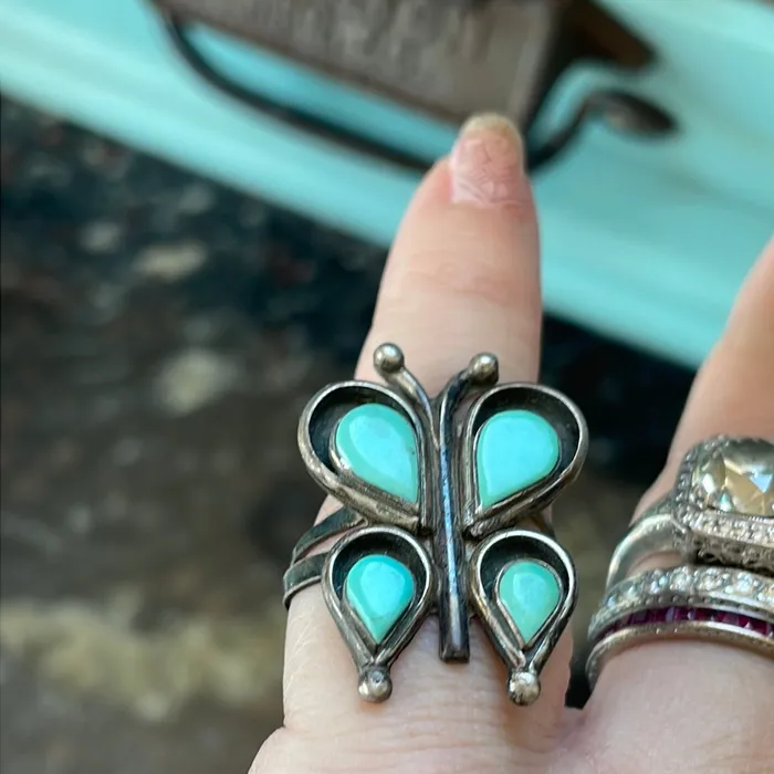 Vintage Paris Jewelry Rings Turquoise Butterfly Ring Sterling Silver Vintage Vintage Paris Jewelry Rings Turquoise Butterfly Ring Sterling Silver Vintage