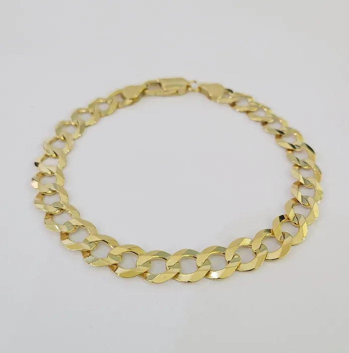 10k Solid Cuban Curb Link Bracelet Gold 8mm 8 Inches Real Yellow Gold Gold and Diamond Bracelets