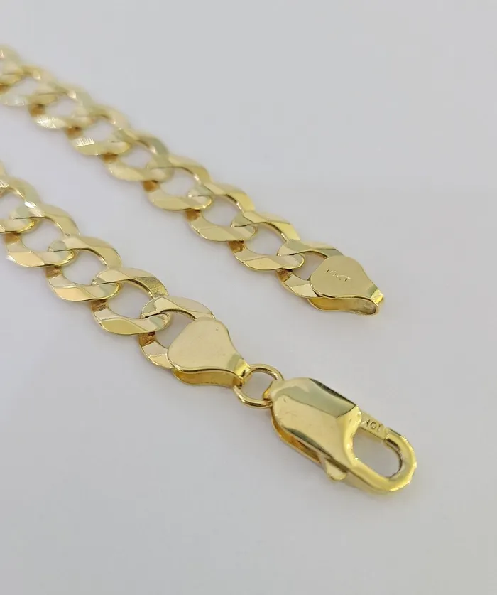 10k Solid Cuban Curb Link Bracelet Gold 8mm 8 Inches Real Yellow Gold Gold and Diamond Bracelets