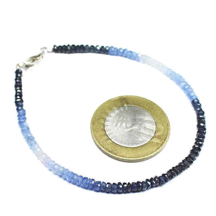 20 Cts Natural White Blue Sapphire Rondelle Beads Silver Clasp Bracelet 75 Beads Supplies USA Bracelets 20 Cts Natural White Blue Sapphire Rondelle Beads Silver Clasp Bracelet 75 Beads Supplies USA Bracelets