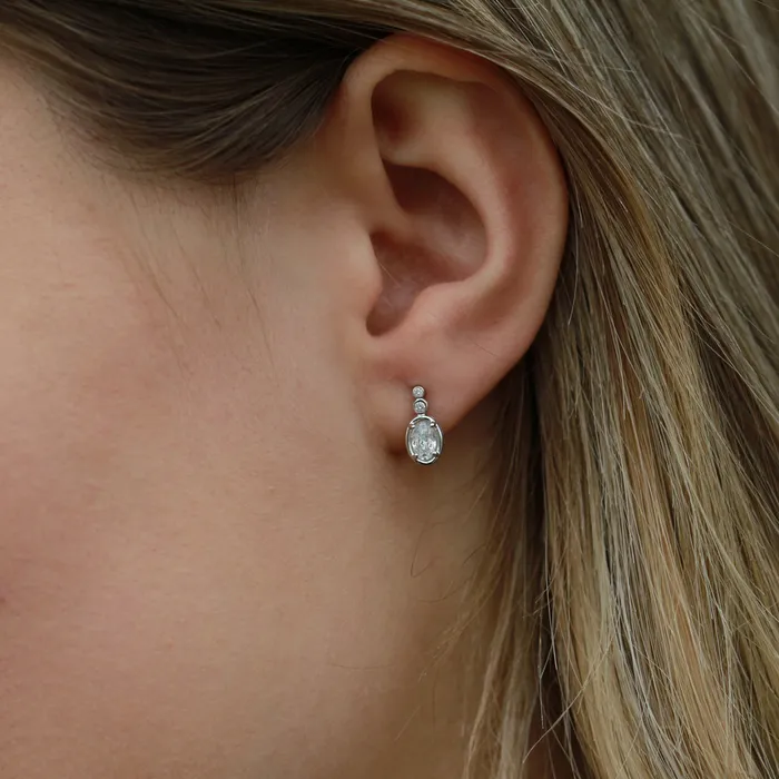 Birthstones Earrings 10kt White Gold Ruby And Diamond Earrings