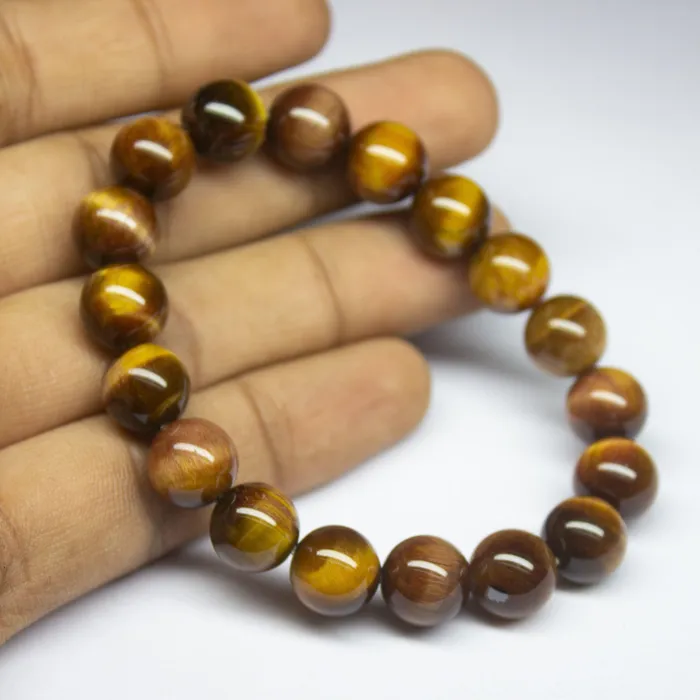 Bracelets 7 inches 10mm Natural Tigers Eye Smooth Round Beaded Bracelet Tiger Eye Bracelet Beads Supplies USA