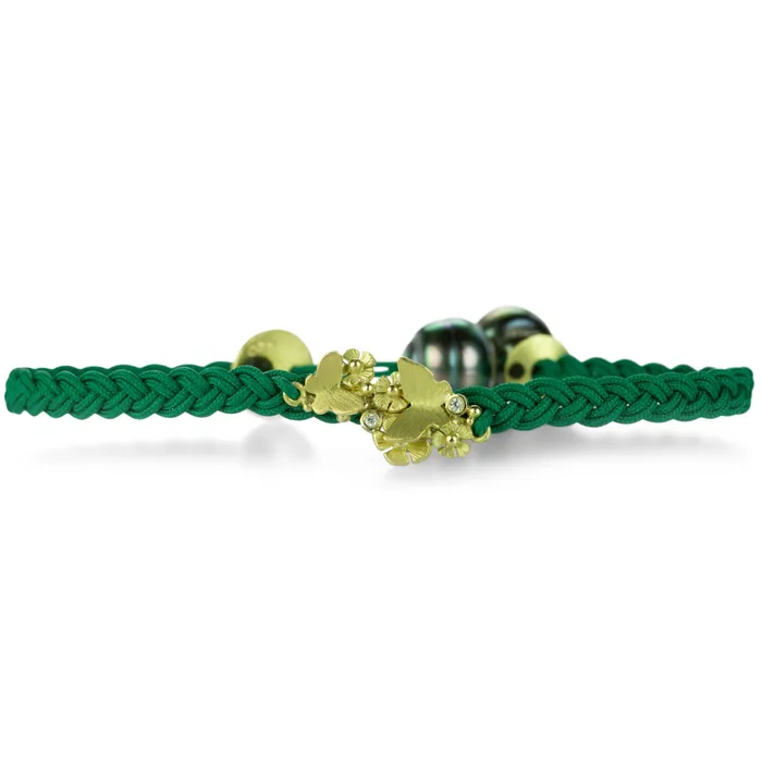 Bracelets Green Braided Double Butterfly Bracelet Lene Vibe