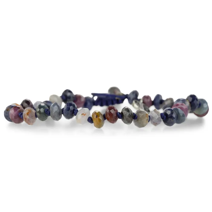 Bracelets Joseph Brooks Faceted 6mm Multicolored Sapphire Beaded Bracelet