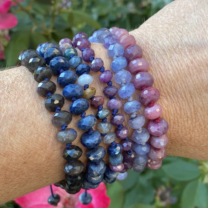 Bracelets Joseph Brooks Faceted 6mm Multicolored Sapphire Beaded Bracelet Bracelets Joseph Brooks Faceted 6mm Multicolored Sapphire Beaded Bracelet