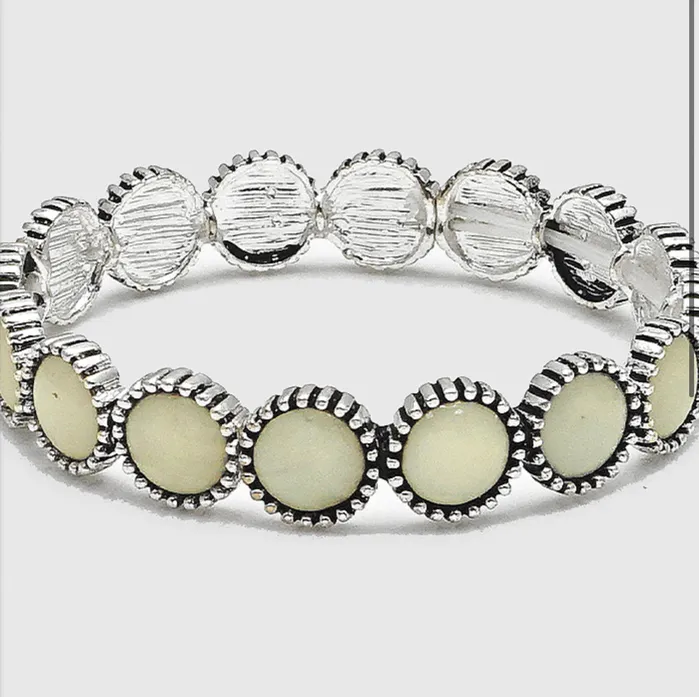 OB08167 asmop MOP BALL TEXTURED ANTIQUE SILVER ROUND METAL STRETCH BRACELET Bracelets OB08167 asmop MOP BALL TEXTURED ANTIQUE SILVER ROUND METAL STRETCH BRACELET Bracelets