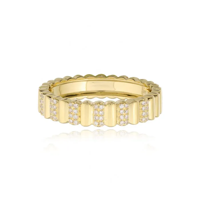 Alev Jewelry Rings Thin Pave Striped Gold Ring