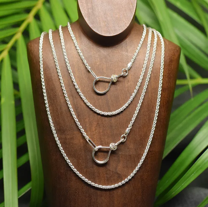 Crucian Gold Rings Sterling Silver Standard Wheat Chain
