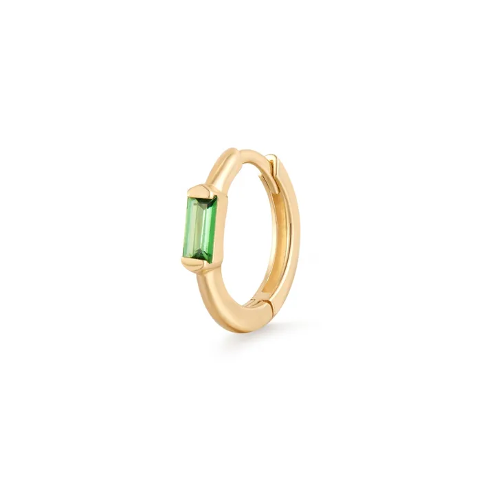 Earrings Aurelie Gi WILLOW Tsavorite Baguette Huggie Hoop
