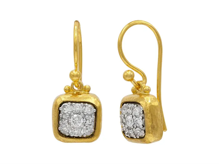 Earrings GG GOLD CLS GURHAN Celestial Gold Diamond Pave Single Drop Earrings 9mm Square on Hook Earrings GG GOLD CLS GURHAN Celestial Gold Diamond Pave Single Drop Earrings 9mm Square on Hook