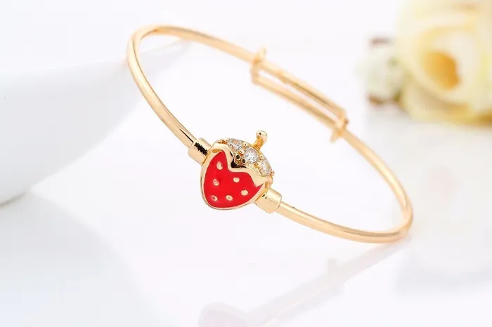 Earrings Gold Color Red Strawberry Pave Bangles Bracelets sparklingselections