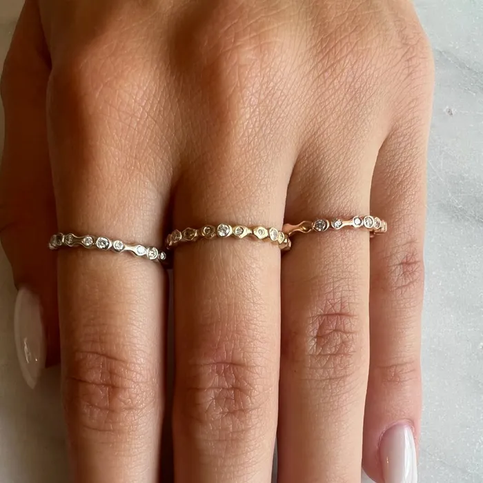 Emily Amey Jewelry Tidal Waves Diamond Band In 14k Gold Rings