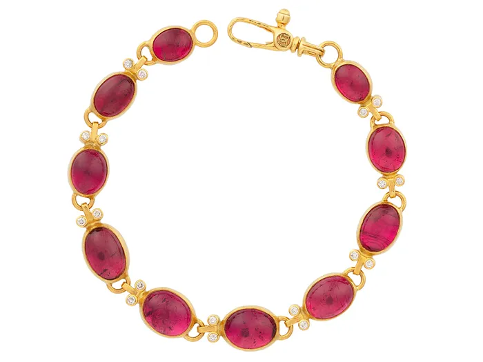 GG GOLD OOAK Bracelets GURHAN Rune Gold Tourmaline All Around SingleStrand Bracelet Mixed Oval Stones