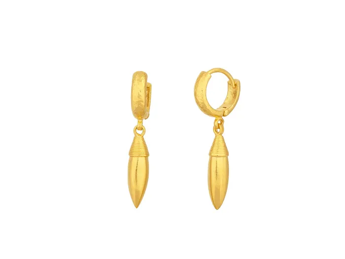 GG GOLD TRAD Earrings GURHAN Wheat Gold Single Drop Earrings 10mm Long Wire Wrapped on Huggie Hoop GG GOLD TRAD Earrings GURHAN Wheat Gold Single Drop Earrings 10mm Long Wire Wrapped on Huggie Hoop