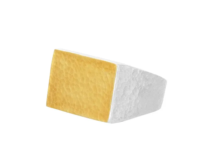 GG SILVER CLR GURHAN Mango Sterling Silver Cocktail Ring Flat Rectangle Gold Accents Rings GG SILVER CLR GURHAN Mango Sterling Silver Cocktail Ring Flat Rectangle Gold Accents Rings