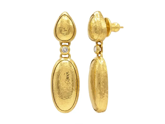 GURHAN Amulet Gold Single Drop Earrings Long Domed Oval on Pear Shape Post Top GG GOLD TRAD Earrings GURHAN Amulet Gold Single Drop Earrings Long Domed Oval on Pear Shape Post Top GG GOLD TRAD Earrings