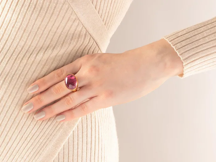 GURHAN Rune Gold Tourmaline Cocktail Ring 20x16mm Oval GG GOLD OOAK Rings