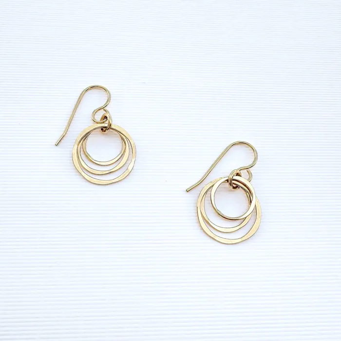 Hoops By Hand Earrings Nested Circle Dangle Earrings 14K Gold Filled