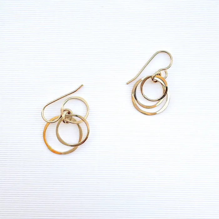 Hoops By Hand Earrings Nested Circle Dangle Earrings 14K Gold Filled
