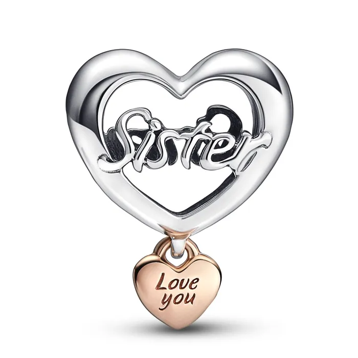 Pandora Love You Sister Heart Charm Pandora Charm Necklaces
