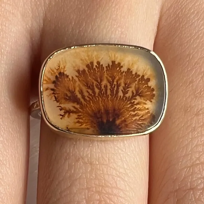 Rings Emily Amey Jewelry Orange Dendrite Agate Ring in 14k gold and sterling silver