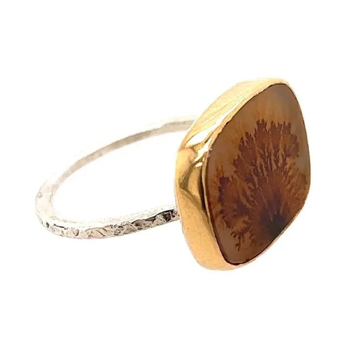 Rings Emily Amey Jewelry Orange Dendrite Agate Ring in 14k gold and sterling silver