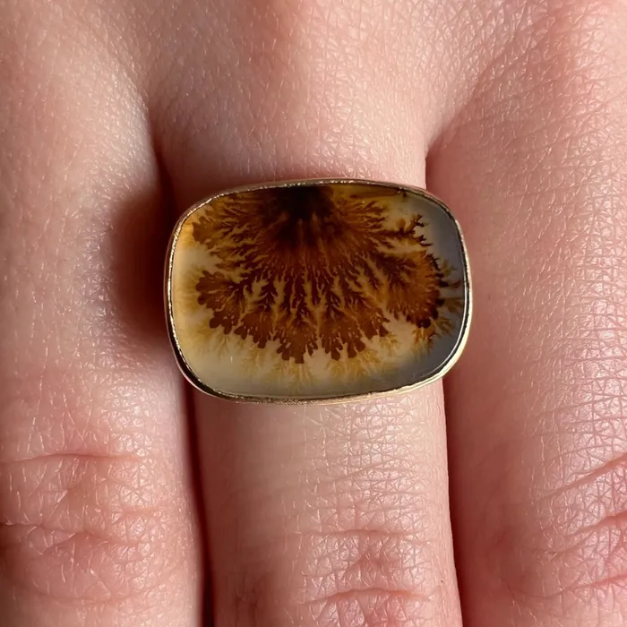 Rings Emily Amey Jewelry Orange Dendrite Agate Ring in 14k gold and sterling silver