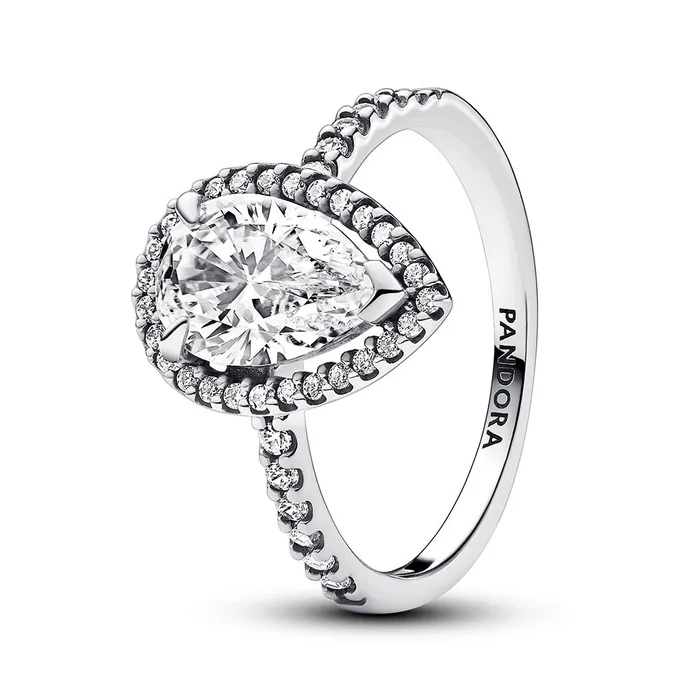 Rings Pandora Pandora Sparkling Pear Halo Ring