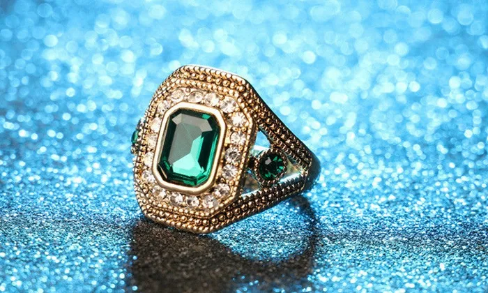 Rings sparklingselections Antique Gold Mosaic Colorful Glass Crystal Ring 789 Rings sparklingselections Antique Gold Mosaic Colorful Glass Crystal Ring 789