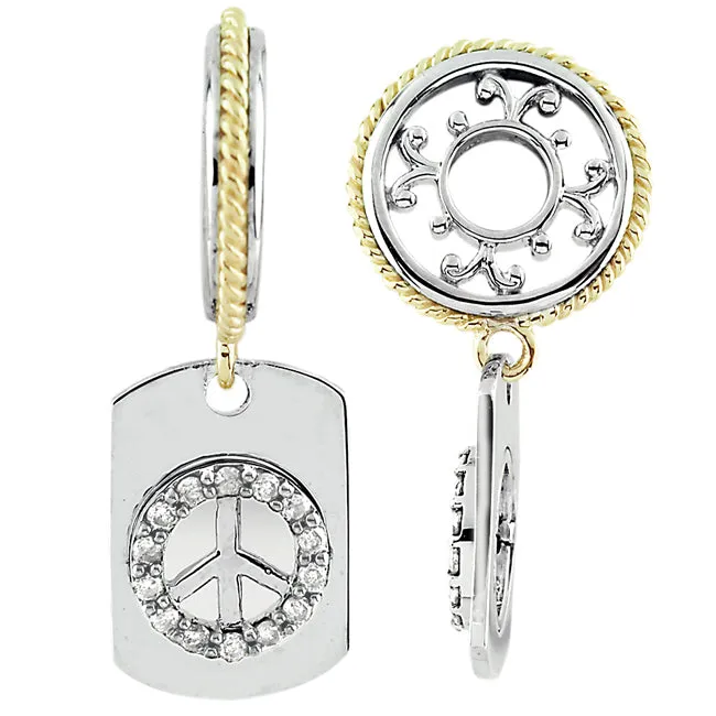 Rings Storywheels Diamond Peace Sign Dog Tag Sterling Silver14K Gold Wheel ONLY 5 AVAILABLE331654 Storywheels